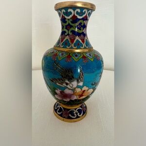 Colorful Jingtailan, Cloisonné Vase with Bird and Floral Design